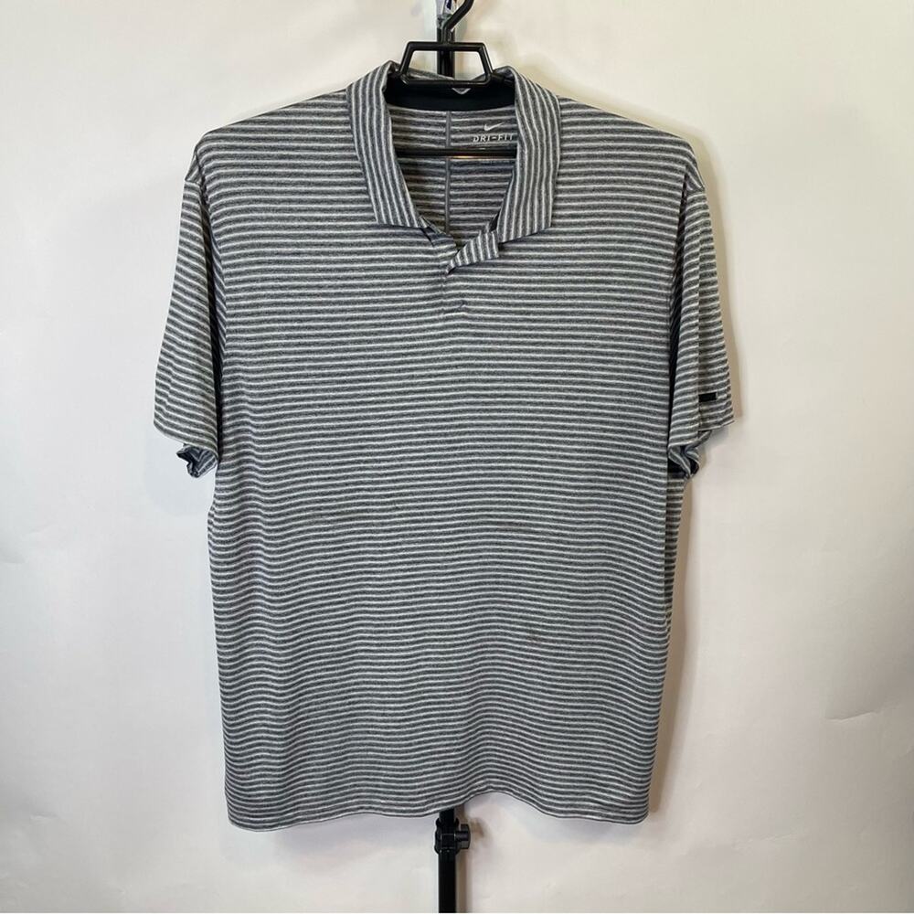 Nike Dri-Fit Black White Striped Polo Shirt Size XXL Men’s